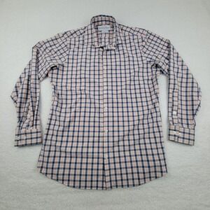 Mizzen‎ + Main Button Up Shirt Mens XL Trim Fit Plaid Stretch Poly Blend *READ